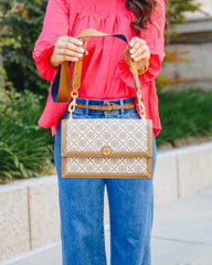 Tory Burch T Monogram Shoulder Bag With Adjustable Strap With OG Box & Dust Bag (Brown - 175)