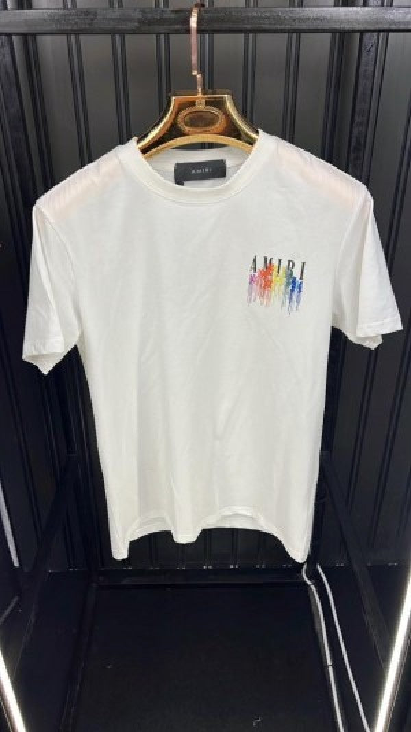 Amiri Drip Logo Side Patch White T-Shirt