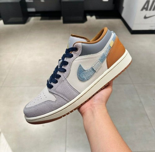 NIKE AIR JORDAN 1 LOW SE PHANTOM REPAIRED DENIM SWOOSH