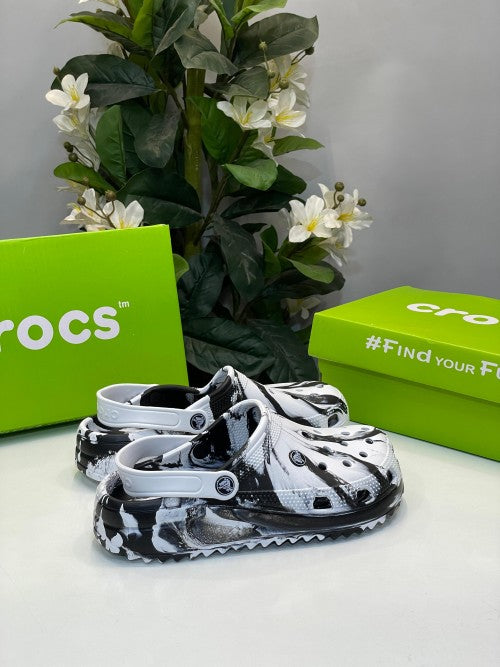 Crocs Classic Clog Marbled White Black