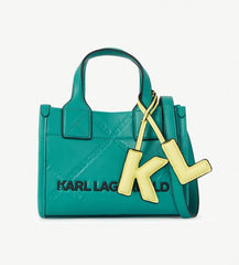 Karl Lagerfeld KSquare Embossed Small Tote Bag With OG Box & Dust Bag (KA52 Green Black)