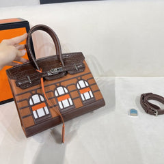 Hermes Birkin 20 Sellier Limited Edition With Dust Bag (972 Brown Coffee White Orange)