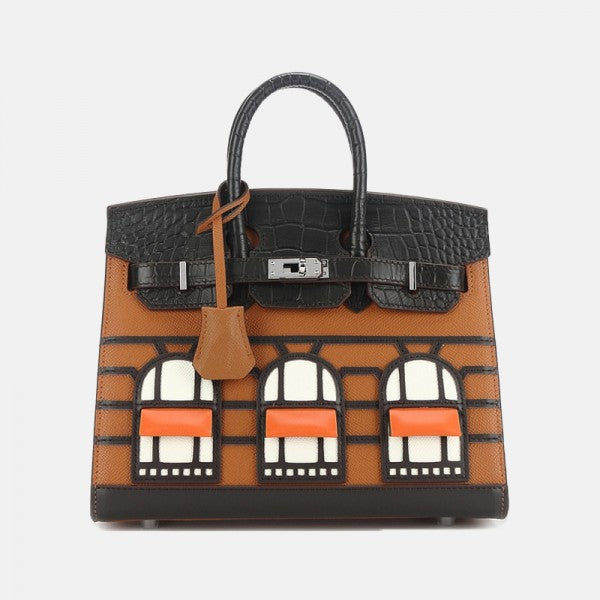 Hermes Birkin 20 Sellier Limited Edition With Dust Bag (972 Brown Coffee White Orange)