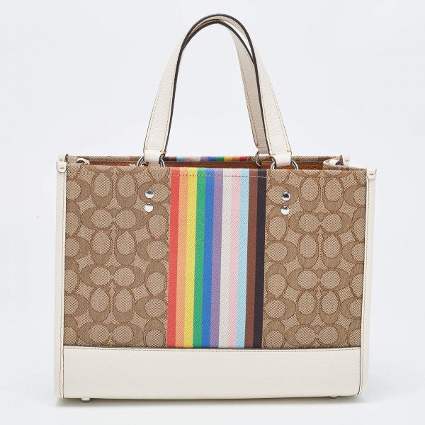 Coach Dempsey Tote With OG Box & Dust Bag & Extra Shoulder Strap (Rainbow-718)