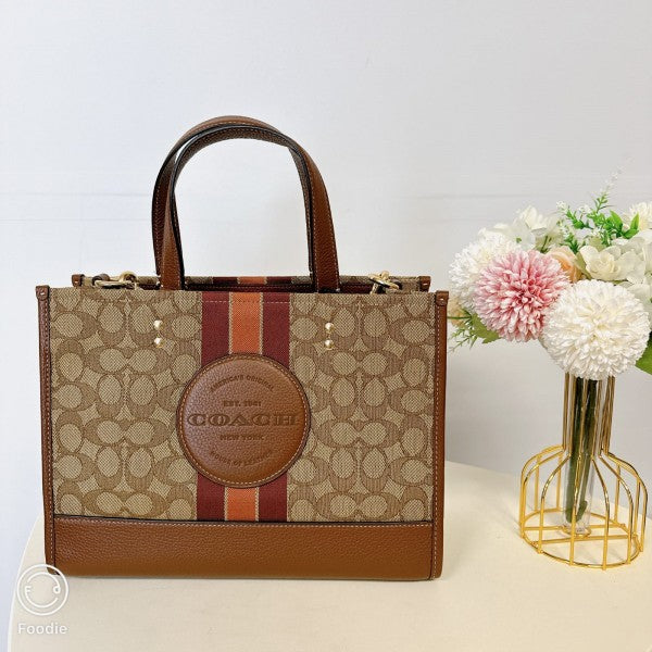 Coach Dempsey Tote With OG Box & Dust Bag & Extra Shoulder Strap (Brown-720)