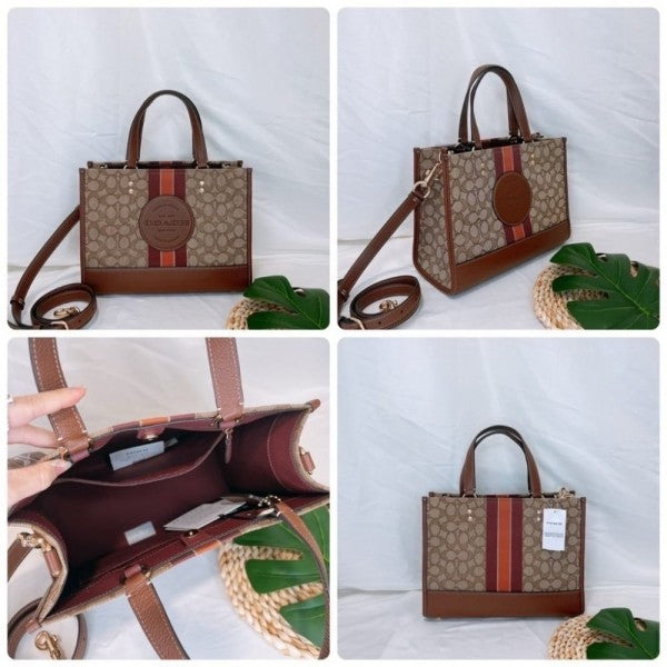 Coach Dempsey Tote With OG Box & Dust Bag & Extra Shoulder Strap (Brown-720)