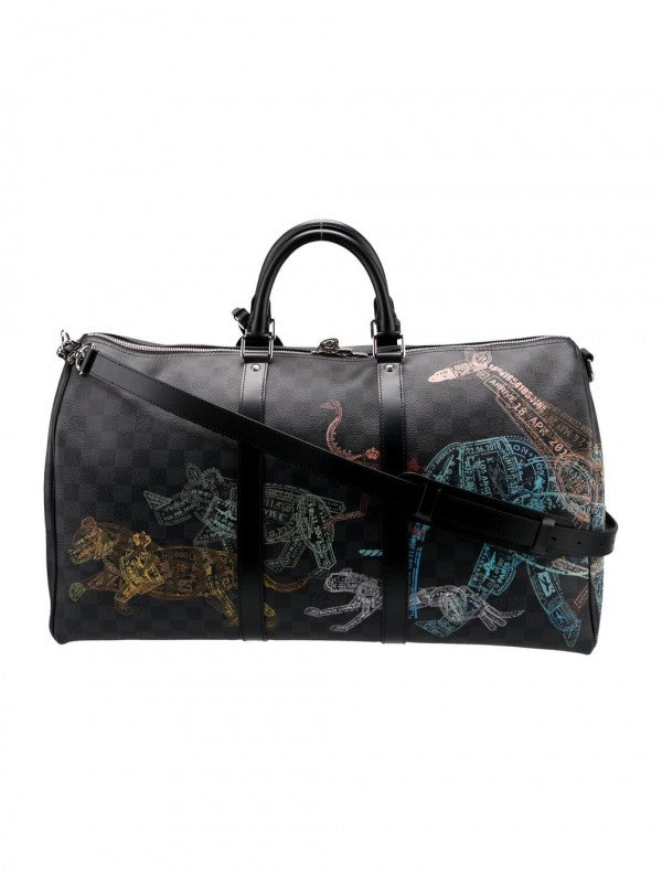 Louis Vuitton Damier Graphite Stamps Keepall Bandoulire 50 With