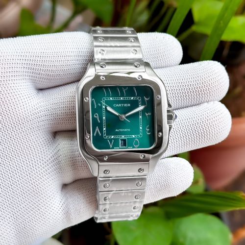 CARTIER D SANTOS SILVER GREEN AREBIC DIAL