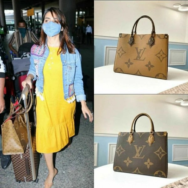 Louis Vuitton LV On The Go Monogram and Monogram Reverse Premium Leather Tote Bag With Dust Bag (Brown - 189)