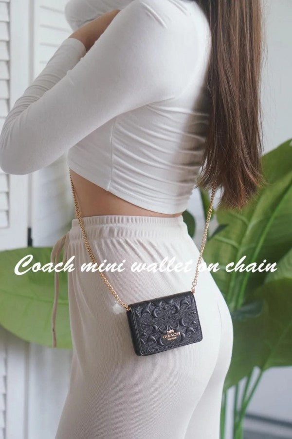 Coach Mini Sling Bag With OG Box & Dust Bag (Black-830)