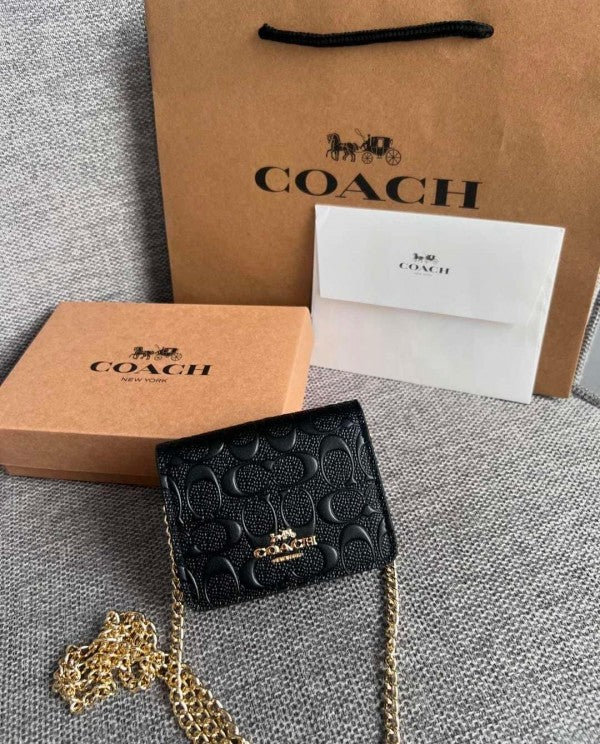 Coach Mini Sling Bag With OG Box & Dust Bag (Black-830)