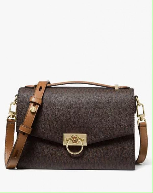 Michael Kors Hendrix Logo Cross-Body Bag With OG Box & Dust Bag (21009 Coffee Brown)