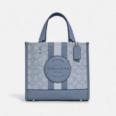 Coach Dempsey Tote 22 in Signature Jacquard With Stripe and Coach Patch With OG Box & Dust Bag ( Blue - 5638)