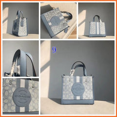 Coach Dempsey Tote 22 in Signature Jacquard With Stripe and Coach Patch With OG Box & Dust Bag ( Blue - 5638)