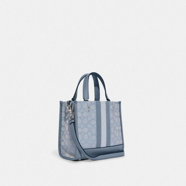 Coach Dempsey Tote 22 in Signature Jacquard With Stripe and Coach Patch With OG Box & Dust Bag ( Blue - 5638)