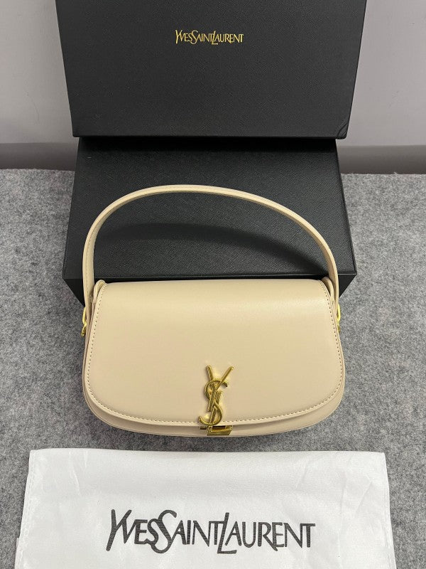 YSL Saint Laurent Voltaire Leather Shoulder Bag With OG Box & Dust Bag (83-1 Milk Tea)