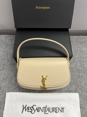 YSL Saint Laurent Voltaire Leather Shoulder Bag With OG Box & Dust Bag (83-1 Milk Tea)