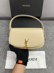 YSL Saint Laurent Voltaire Leather Shoulder Bag With OG Box & Dust Bag (83-1 Milk Tea)