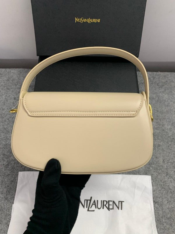 YSL Saint Laurent Voltaire Leather Shoulder Bag With OG Box & Dust Bag (83-1 Milk Tea)