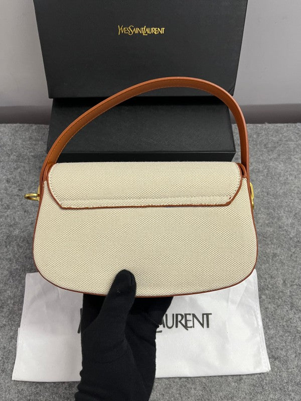 YSL Saint Laurent Voltaire Leather Shoulder Bag With OG Box & Dust Bag (83-1 Canvas Brown)