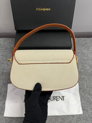 YSL Saint Laurent Voltaire Leather Shoulder Bag With OG Box & Dust Bag (83-1 Canvas Brown)