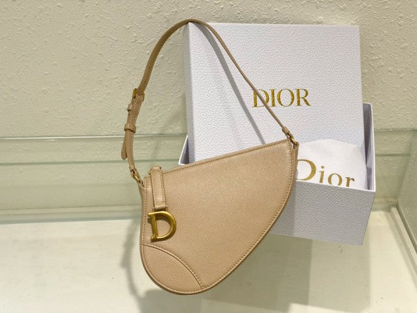 Christian Dior CD Saddle Rodeo Bag Pouch With OG Box & Dust Bag (379 Apricot)