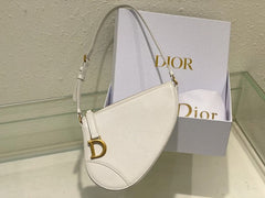 Christian Dior CD Saddle Rodeo Bag Pouch With OG Box & Dust Bag (379 White)