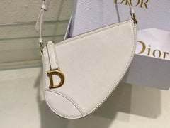 Christian Dior CD Saddle Rodeo Bag Pouch With OG Box & Dust Bag (379 White)