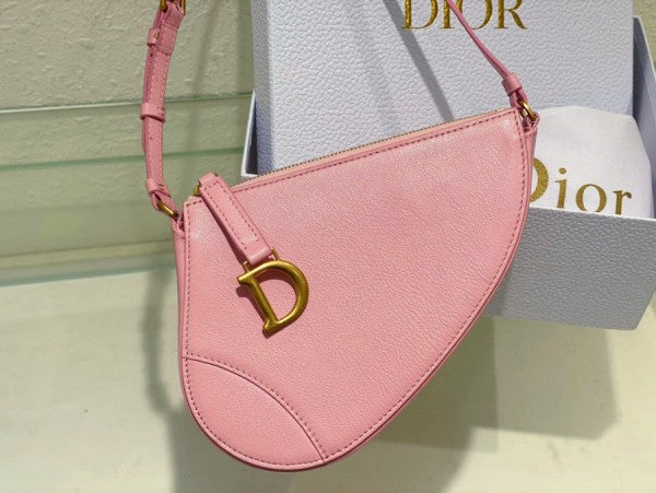 Christian Dior CD Saddle Rodeo Bag Pouch With OG Box & Dust Bag (379 Pink)