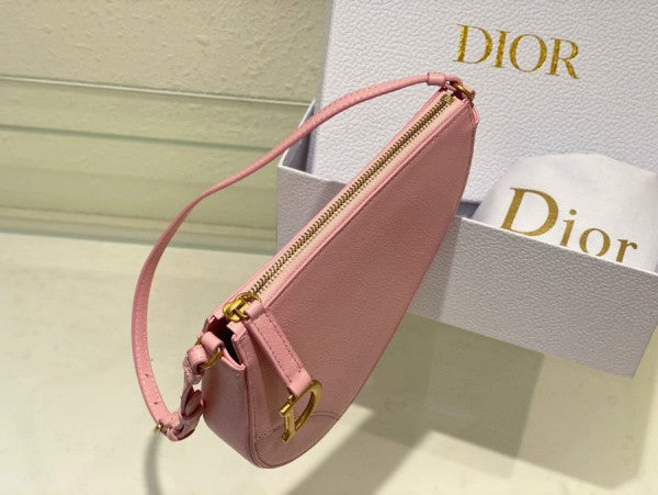 Christian Dior CD Saddle Rodeo Bag Pouch With OG Box & Dust Bag (379 Pink)