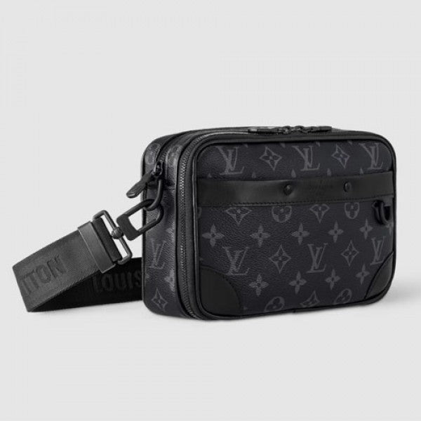 Louis Vuitton M46955 Alpha Messenger Sling Side Bag Unisex Black Flower With Dust Bag