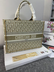 Dior Book Tote Oblique Embroidery With OG Box & Dust Bag & Scarf ( Gold - M929 41Cm)