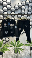 LV ALL OVER LOGO PACTHED PREMIUM BLACK TRACKSUIT