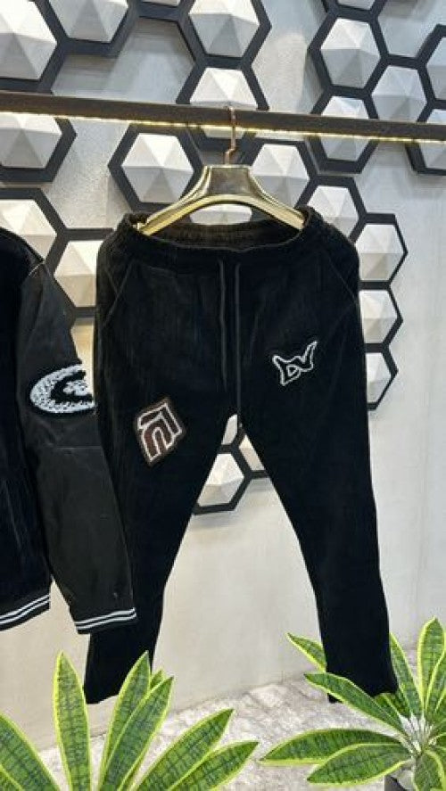 LV ALL OVER LOGO PACTHED PREMIUM BLACK TRACKSUIT