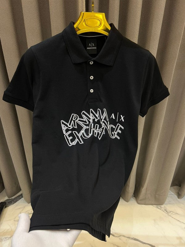 Armani Exchange Middle Logo Polo T-shirt Black