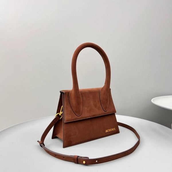 Jacquemus Chiquito Brown Suede With Sling Strap OG Box & Dust Bag (6829-1 Frosted Brown)