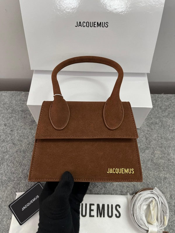 Jacquemus Chiquito Brown Suede With Sling Strap OG Box & Dust Bag (6829-1 Frosted Brown)