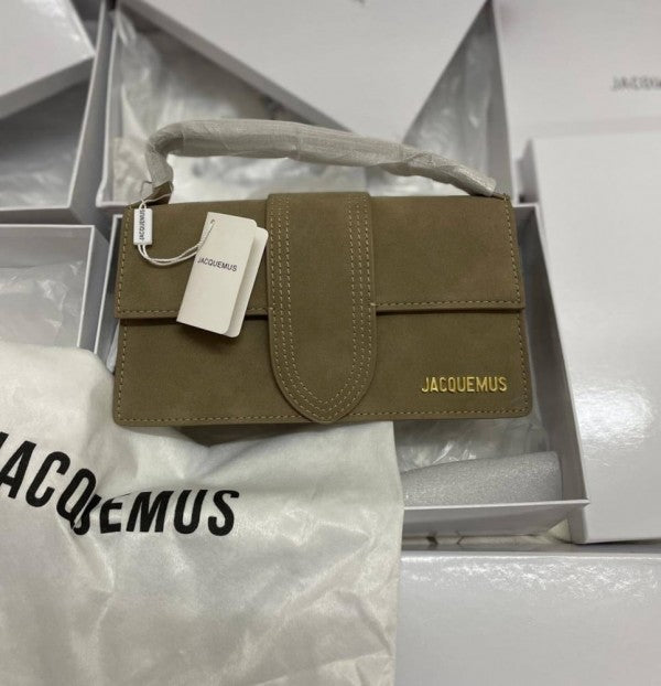 Jacquemus Suede LE Bambino Long Apricot With Sling Strap OG Box & Dust Bag (6828-Apricot)