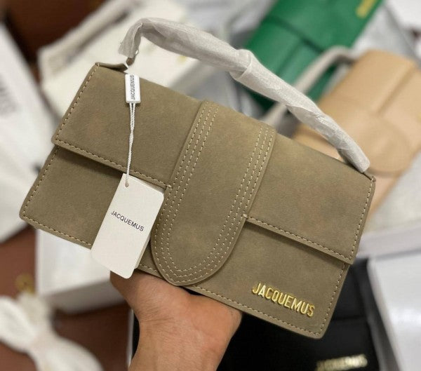 Jacquemus Suede LE Bambino Long Apricot With Sling Strap OG Box & Dust Bag (6828-Apricot)