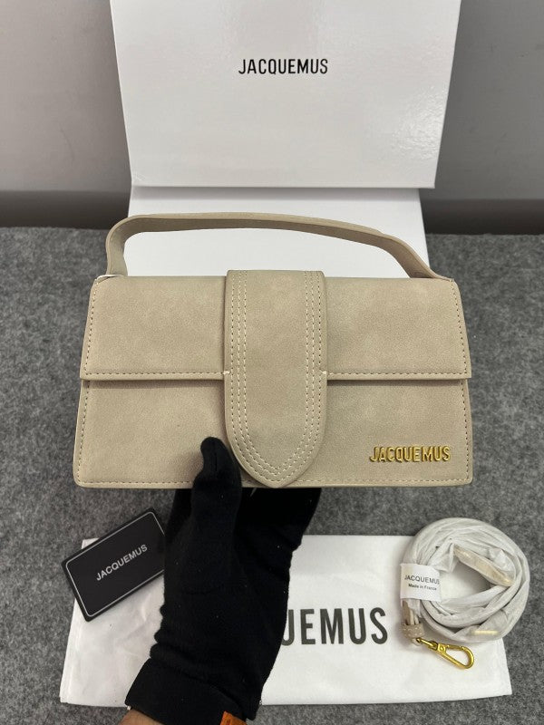 Jacquemus Suede LE Bambino Long LApricot With Sling Strap OG Box & Dust Bag (6828-LApricot)