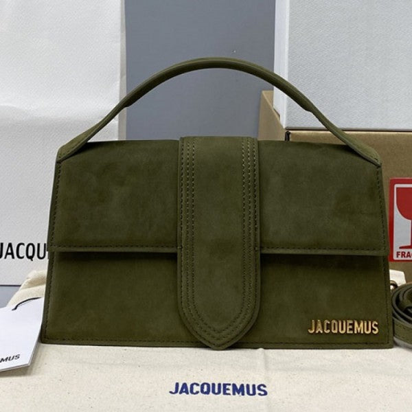 Jacquemus Suede LE Bambino Long Green With Sling Strap OG Box & Dust Bag (6828-Green)