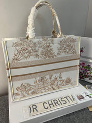 Christian Dior Book Tote With Embroidery OG Box & Dust Bag & Scarf (Greek_Design-M929_41Cm)