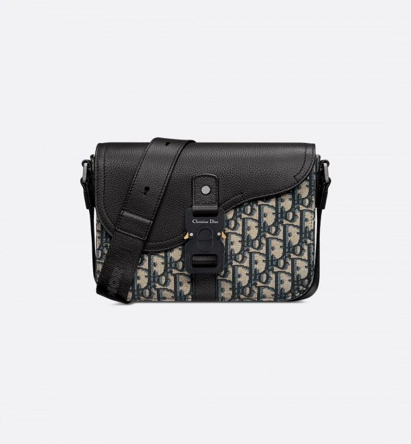 Christian Dior Small Saddle Messenger Unisex Bag With Flap D8890 Blaco