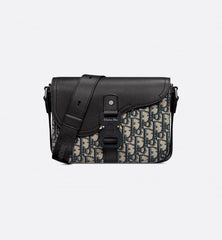 Christian Dior Small Saddle Messenger Unisex Bag With Flap D8890 Blaco