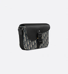 Christian Dior Small Saddle Messenger Unisex Bag With Flap D8890 Blaco