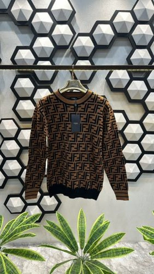 FENDI LOGO MONOGRAM PRINT PREMIUM SWEATER