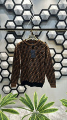 FENDI LOGO MONOGRAM PRINT PREMIUM SWEATER