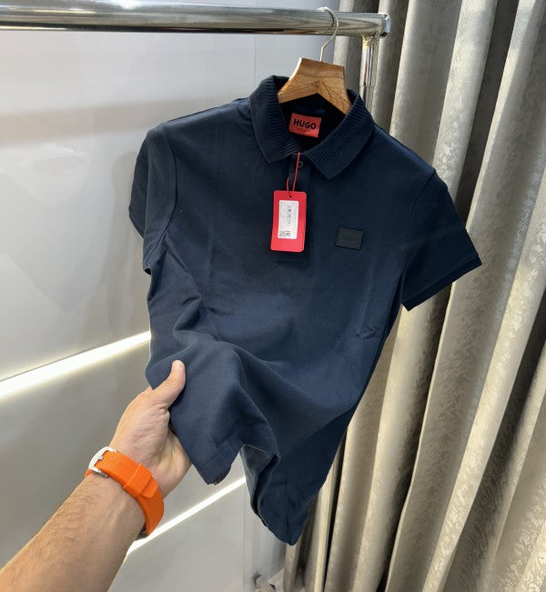 Hugo Boss Navy Blue Patch Logo Premium Polo T-Shirt