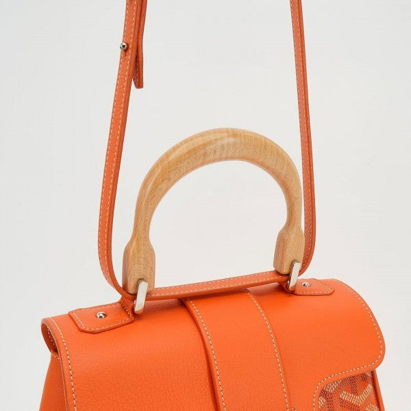 Goyard Orange Goyardine Coated Canvas and Leather Mini Saigon Top Handle Bag With Dust Bag