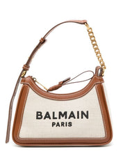 Balmain Paris B-Army Logo-Print Shoulder Bag With OG Box & Dust Bag BA329 Beige Brown